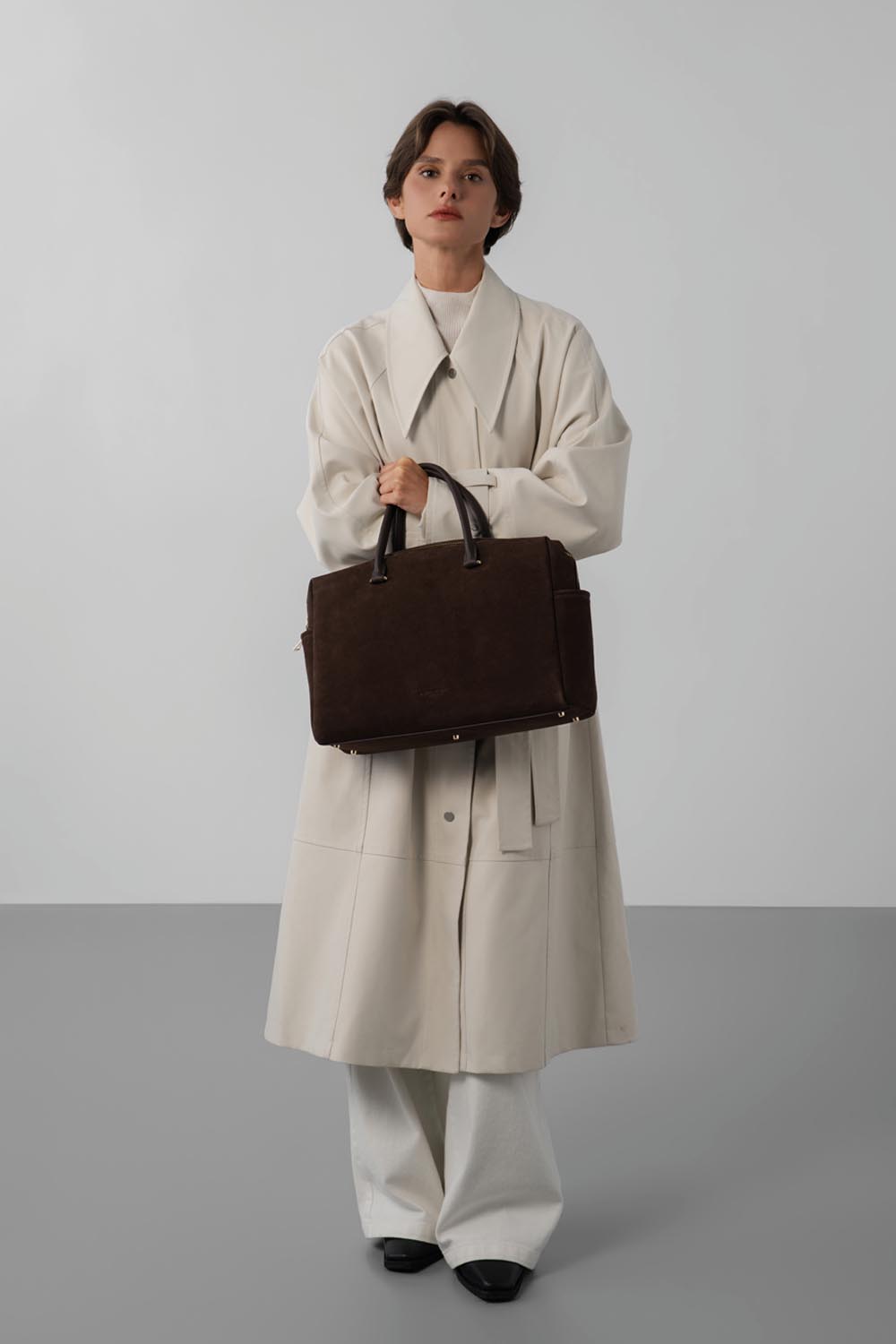 sac cabas main - suède cube 