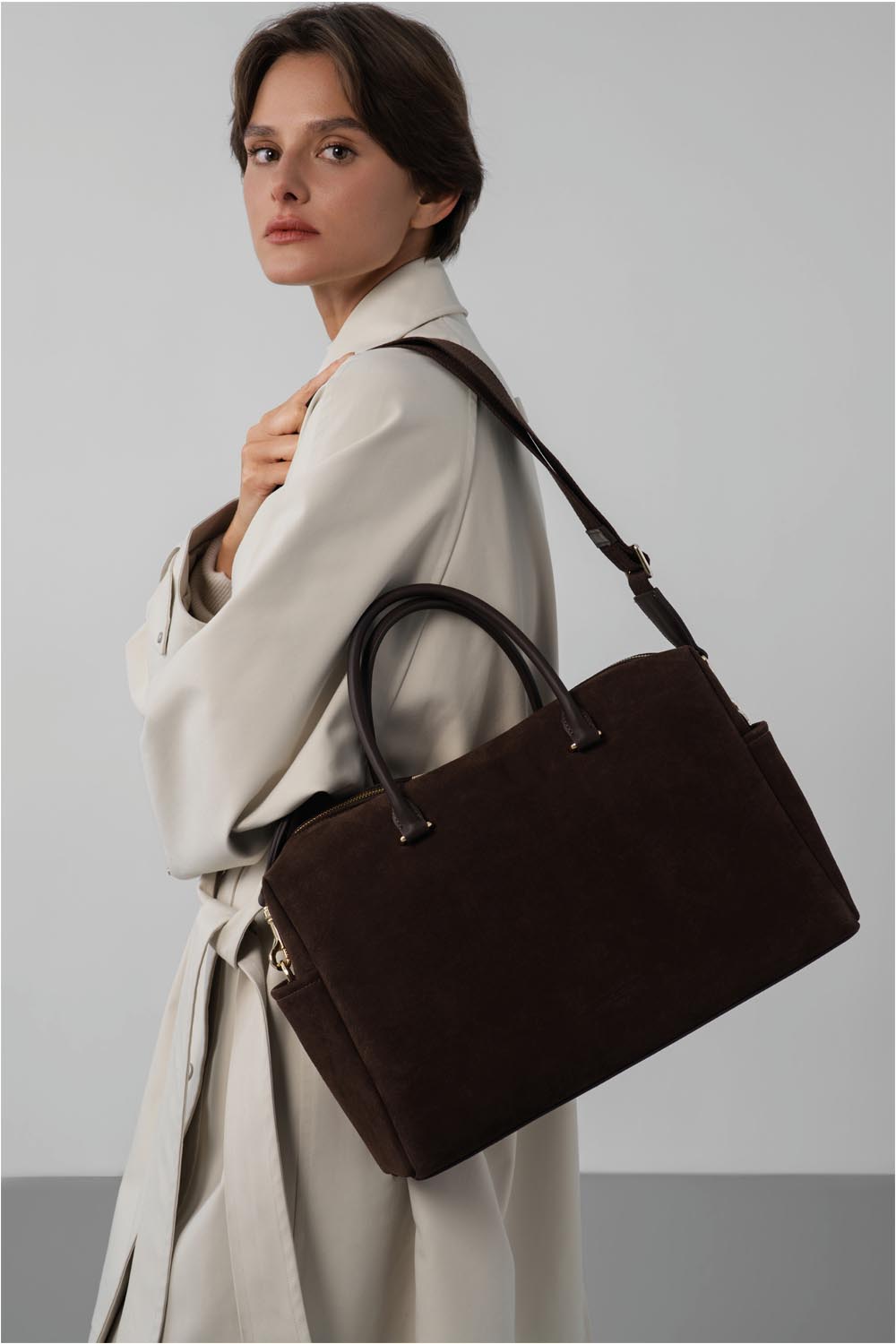 sac cabas main - suède cube 